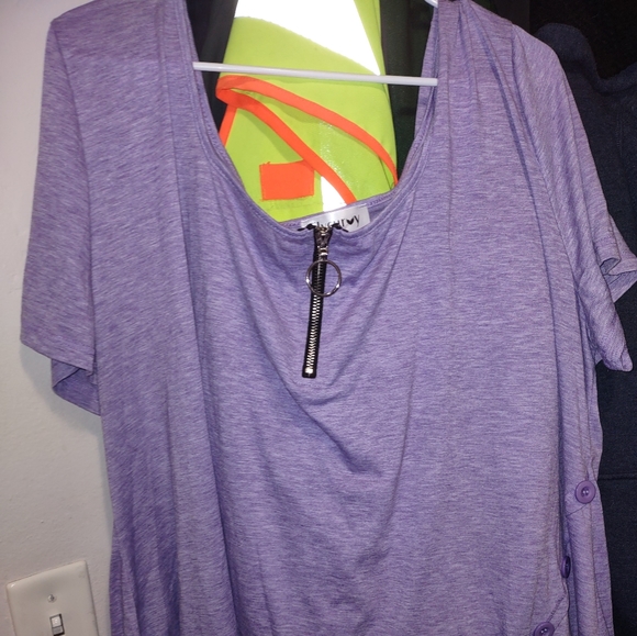 fly curvy Tops - Purple zipper blouse size 5x